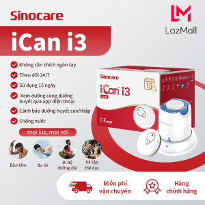 Máy đo đường huyết liên tục Sinocare iCan CGM kiểm tra 15 ngày không cần chích ngón tay biết kết quả kiểm tra sau mỗi 3 phút