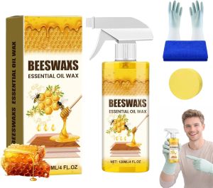 Beeswax Wood Polish Spray Bees Wax Furniture Polish and Cleaner Beeswax Spray for Wood Furniture Natural Polish and Care Spray Living Room Kitchen Wood Furniture and Floor Care (1 Pcs)
