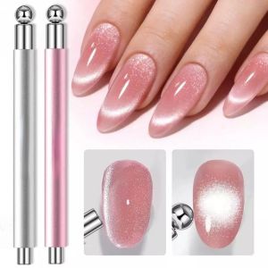 Double Head Cat Magnet Stick with Steel Ball Multifunctional Nail Magnet Tool Pens Nail Art Tools