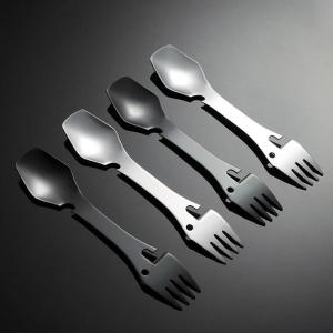 BLACKON Đi bộ đường dài Du lịch Thép không gỉ Cần mở Ngoài trời Đa chức năng Nĩa Heo Muỗng Bộ đồ ăn