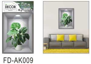 Wall Sticker 3D Effect Potted Green Plants Theme DIY Living Room Bedroom Decoration Wall Art Decal H（1pcs）