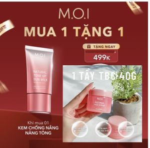 KEM CHỐNG NẮNG NÂNG TÔNG DỊU NHẸ M.O.I SPF 50+ PA++++ TẶNGTÚI M0.I . KEM CHỐNG NẮNG MƯỚT MỊN DƯỠNG DA .