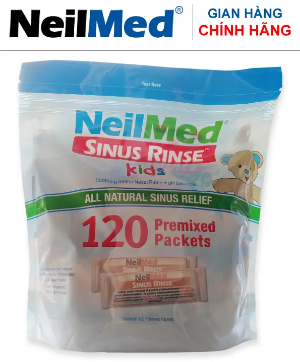 Gói Hỗn hợp Muối Rửa Mũi Xoang Trẻ Em-NeilMed Sinus Rinse Kids Sachets (Hộp 120 gói)- Xuất xứ Mỹ