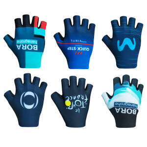 Bora-Hansgrohe ถุงมือปั่นจักรยานแบบครึ่งนิ้วถุงมือจักรยานสำหรับทีมมืออาชีพ2022ถุงมือดูดซับแรงกระแทกกันลื่น