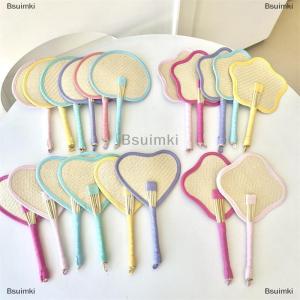 [COD] Bsuimki Đầy Màu Sắc Handmade Cọ Lá Fan Trung Quốc Phong Cách Rơm Tre Dệt Fan Mùa Hè Chống Muỗi Mát Handfan Trang Trí Nội Thất Mặt Dây Chuyền