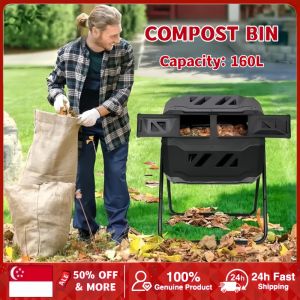 Compost Bin Tumbling Outdoor Garden Compost Bin Plastic Composting Barrels The large drum composting machine rolls or rotates