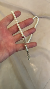 Pearl Muslims Rosary Islamic Prayer Beads Tassels Pendant 99 Beads Mohammed Rosary Bracelet for Women Men