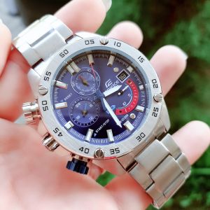 Jam Tangan Edifice EFR-558 Silver Blue All Stainless Silver