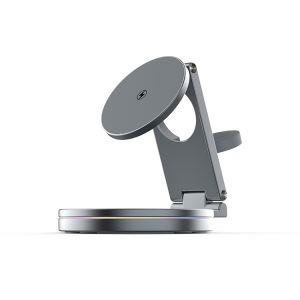 Portable 3 in 1 Wireless Charger Foldable and 360 Degree Rotation Fast Charging Station for iPhone Apple Watch AirPods