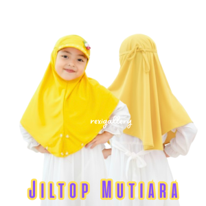 Jilbab Anak Topi 3 4 5 6Tahun Variasi Bunga dan Mutiara Hijab Topi