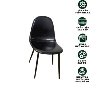 Ghế ăn Loft Sọc LACASA dọc da Pu chân sắt sơn tĩnh điện. Nhập khẩu cao cấp hiện đại căn hộ chung cư nhà phố