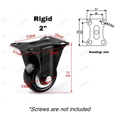 Heavy duty Polyurethane (PU) castor swivel rotate rigid 360 degree with brake black wheel roller for trolley furniture