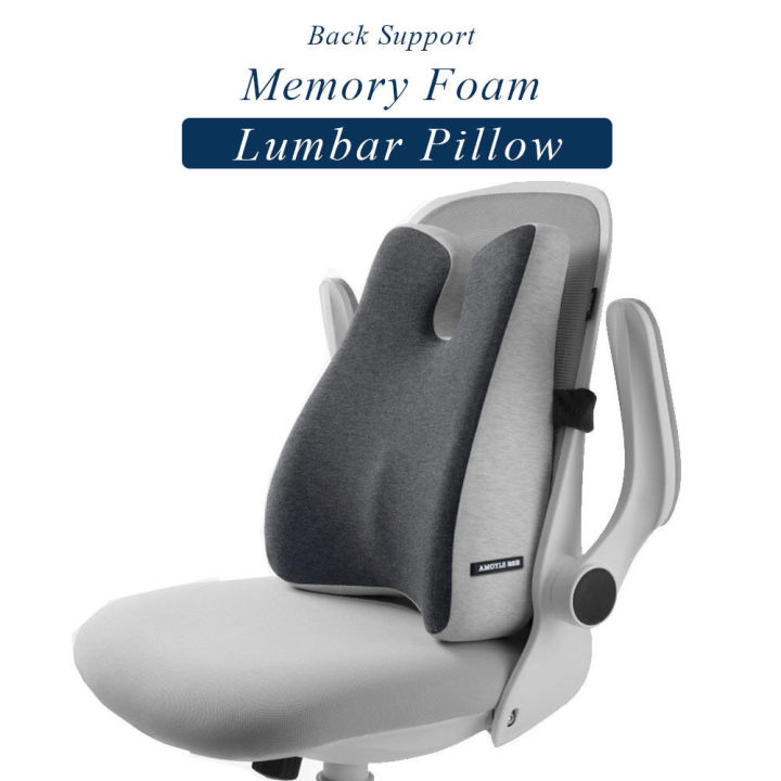 Lumbar Pillow Chair Cushion Back And Seat Memory Foam Lumbar Support Pillow With Dual Premium Adjustable Straps,  Ergonomic Back Cushion For Back Pain Relief In Home Office Chair Car Seat  Black