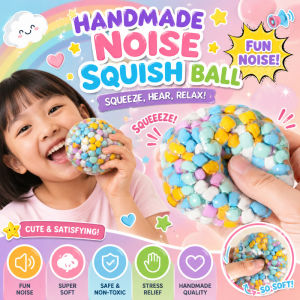 Handmade Noise Squish Ball Soft Squishy Squeeze Toy Rainbow Beads Fidget Stress Relief Adults Kids