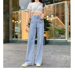 Kaykai\_Shop กางเกงยีนส์ขายาวสําหรับสตรีเอวสูง ทรงบอย 8017 - ส่งเร็ว