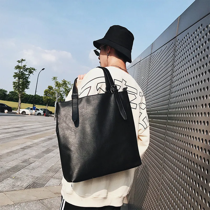 SD Mens Tote Bags Artificial Leather Korean Fashion Simple Pu