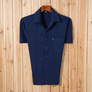 เสื้อเชิ้ตสีทึบคอโปโลแขนสั้นธุรกิจหลวมลำลองแฟชั่นของผู้ชายฤดูร้อน2024กระเป๋าจริงเรียบง่ายอเนกประสงค์
