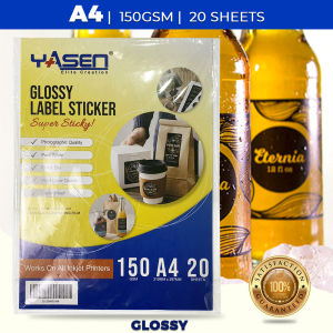Yasen Sticker Paper Label Waterproof 20 Sheets – 150GSM | A4/A3 Photo Stickers for Printing & Custom Labels Matte|Glossy