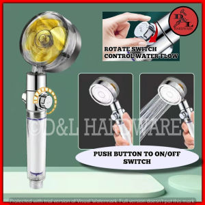 D-0520 1PCS Push Button On/Off Switch Rotating Water Control Pressurized Shower Head Universal Shower Nozzle Shower With Fan 360 Degrees Rotating Shower Head Jet Shower Rainfall Turbo Fan Shower Head High Pressure Water Saving Handheld