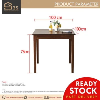 [3S FURNITURE] Rustic and Stylish Solid Rubber Wood Dining Table * FREE DELIVERY＆INSTALL* (1Yr Local Warranty)