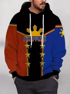 Mùa thu và mùa đông 3D Áo hoodie nam in kỹ thuật số với họa tiết cờ Philippines áo khoác có mũ tay dài