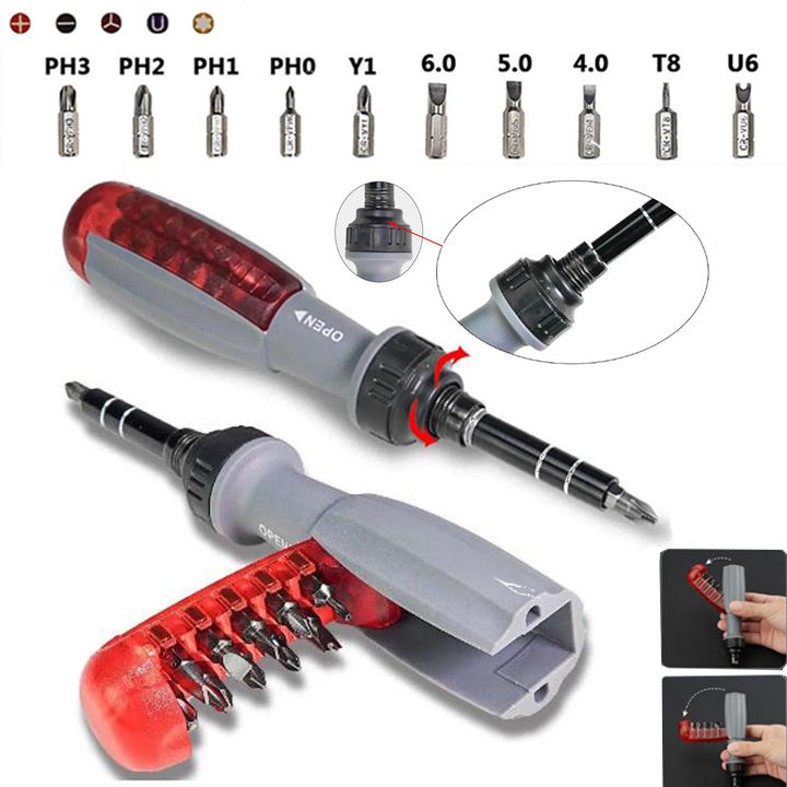 Multifunctional 11 in 1 Precision Alloy Elbow Screwdriver bits