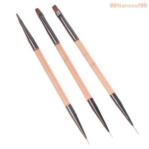 🎀【Special price】🎀Nansouf🎀 3ชิ้นปลายสองด้าน7 9 11มม. แปรงทาสีเล็บศิลปะแบนรอบการวาดดอกไม้ DIY เครื่องมือปากกากลีบ