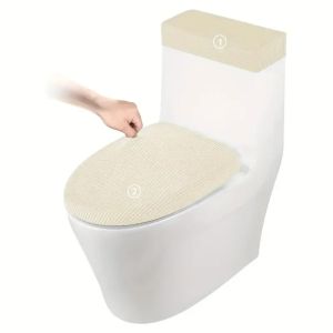 TIMES LORD 2Pcs/Set Solid Color Toilet Lid Cover Thickened Corn Pattern Tank Lid Cover Wear Resistant Non-slip WC Cover Home Bathroom