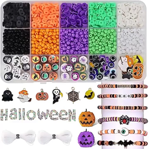 Halloween Beading Kit for Kids Stylish Bracelet Components Set with Elastic Cord and Pendant Accessories