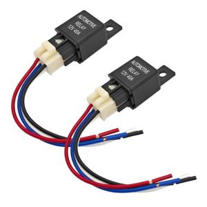 Practical 12V 40.0A Universals 4 Pin Automotive Relays Set of 2 With Pigtail Wire for Car Truck Electrical Systems
