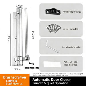 Adjustable Stainless Steel Automatic Door Closer Buffer Hydraulic Spring With Silent Operatio