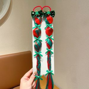 YOUYO 1/2pcs Santa Claus Christmas Decorative Braided Wig Dress Up Christmas Tree Festive Hairpin Ornament Fake Braided Ponytail Hairpiece Bow Braid Headband Kids