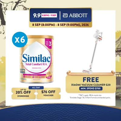 [Bundle of 6] Similac Total Comfort Stage 3 Baby Milk Powder Formula 2-FL 820g (1 year onwards)