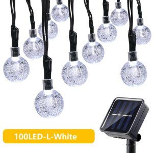 100LED light string Solar Christmas Lights Outdoor waterproof Colorfully warm white Smart light sensor Valentines Day Wedding Party Fairy decoration lights Crystal Ball