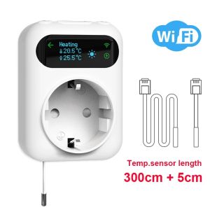 Tuya WIFI Digital Thermostat Socket 16A Outlet Plug Remote Temperature Controller Timer Switch Cooling Heating 3M NTC Sensor