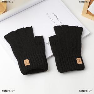 [COD] MINIFRIUT Knitted Thick Thermal Half Finger Gloves Women Men Winter Outdoor Driving Fingerless Glove Touchscreen Mittens