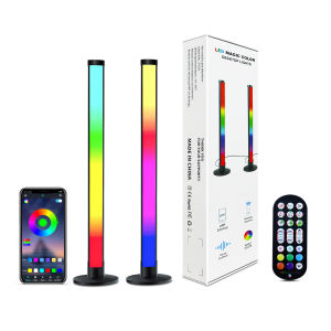 Flow Light Bar Remote Control Desktop Atmosphere Light E-sports Music Pickup Light Computer TV Symphony Computer Decoration Light Music Atmosphere Light for Gaming Movies PC TV Room Decoration