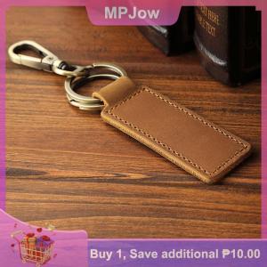 【MPJow】 Genuine Leather Retro Cowhide Keychain Metal Lobster Clasp Pendant Fashion Personalized Anti-lost Car Keyring Keyholder
