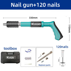 Kuwo Nail Puncher Gun Nail Guns Concrete Steel Wall Anchor Wire Slotting Device Decoration Power Tools Send 20 Nails And Toolbox Sets