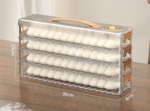 Multi-purpose Food Storage Container Airtight Stackable Non-stick Bottom Timer Fresh Keeping Dumpling Box