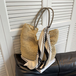 Oversized Straw Tote Bag - Versatile Shoulder Purse for Women