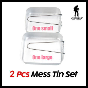 UtanKing™ 2 Pcs Camping Aluminium Messtin Mess Tin Cookware Set Memasak Outdoor Cooking Kit Masak