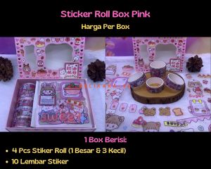(1 BOX ISI 4 ROLL & 10 LEMBAR STICKER) STIKER ROLL SET BOX 2D ANTI AIR / STIKER BOTOL MINUM / STIKER BUKU LUCU / STICKER AESTHETIC / STIKER TEMPEL BUKU