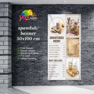 Cetak Spanduk Banner Cream and WhiteMinimalist Menu