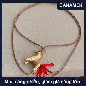 【CANAMEK】 New Pony tua dây chuyền mặt dây chuyền cho phụ nữ dài có thể điều chỉnh xương đòn chuỗi Áo len chuỗi Đồ trang sức