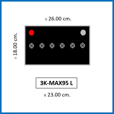 🎖แบตเตอรี่รถยนต์ 3K รุ่น MAX95L / R ชนิดMF 75Ah. /พร้อมใช้ ไม่ต้องเติมน้ำ /สำหรับรถเก๋ง ปิคอัพ SUV 1800-2400cc.