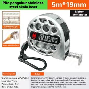 【Flash Sale!!!】Meteran Paling Kuat Unik Stainless Anti Karat Anti Air Murah Anti Pecah Tukang Bangunan Besi Canggih/Alat Ukur Meteran Roll Tebal Panjang Stainless Tebal