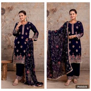 Elegant Embroidered 𝐅𝐚𝐮𝐱 𝐆𝐞𝐨𝐫𝐠𝐞𝐭𝐭 Salwar Kameez with Embellished Dupatta size:-s to 2xl