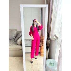 Jumpsuit Crinkle Lengan Balon Wanita FREE Bando 7881