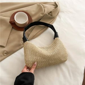 MOIRA ของใหม่ ถุงสานฟาง ฤดูร้อนฤดูร้อนฤดูร้อน พักผ่อนยามว่าง กระเป๋าสะพายไหล่ฟาง ทันสมัยและทันสมัย โบโฮ กระเป๋าถือสำหรับชายหาด สำหรับเด็กผู้หญิง
